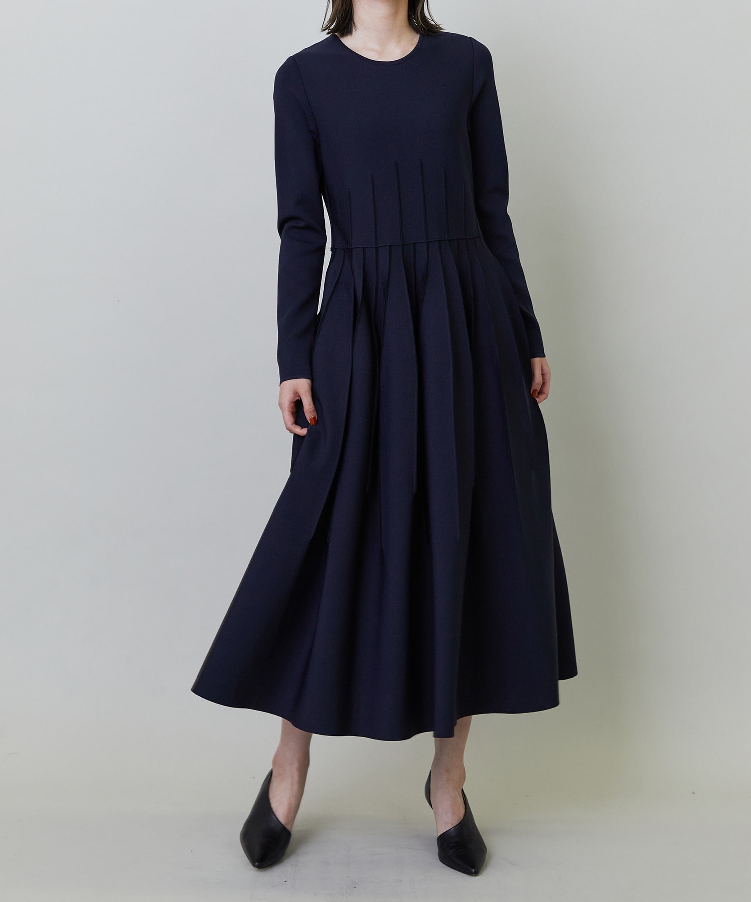 【endalence】ミラノリブ引き返しドレス 詳細画像 ブラック 1