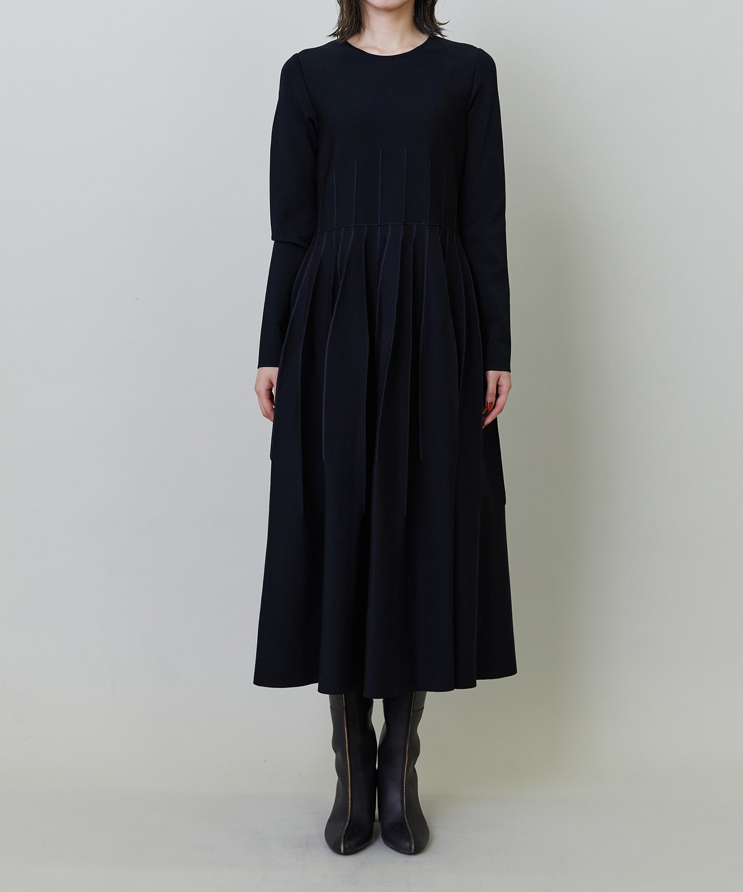 【endalence】ミラノリブ引き返しドレス 詳細画像 ブラック 18