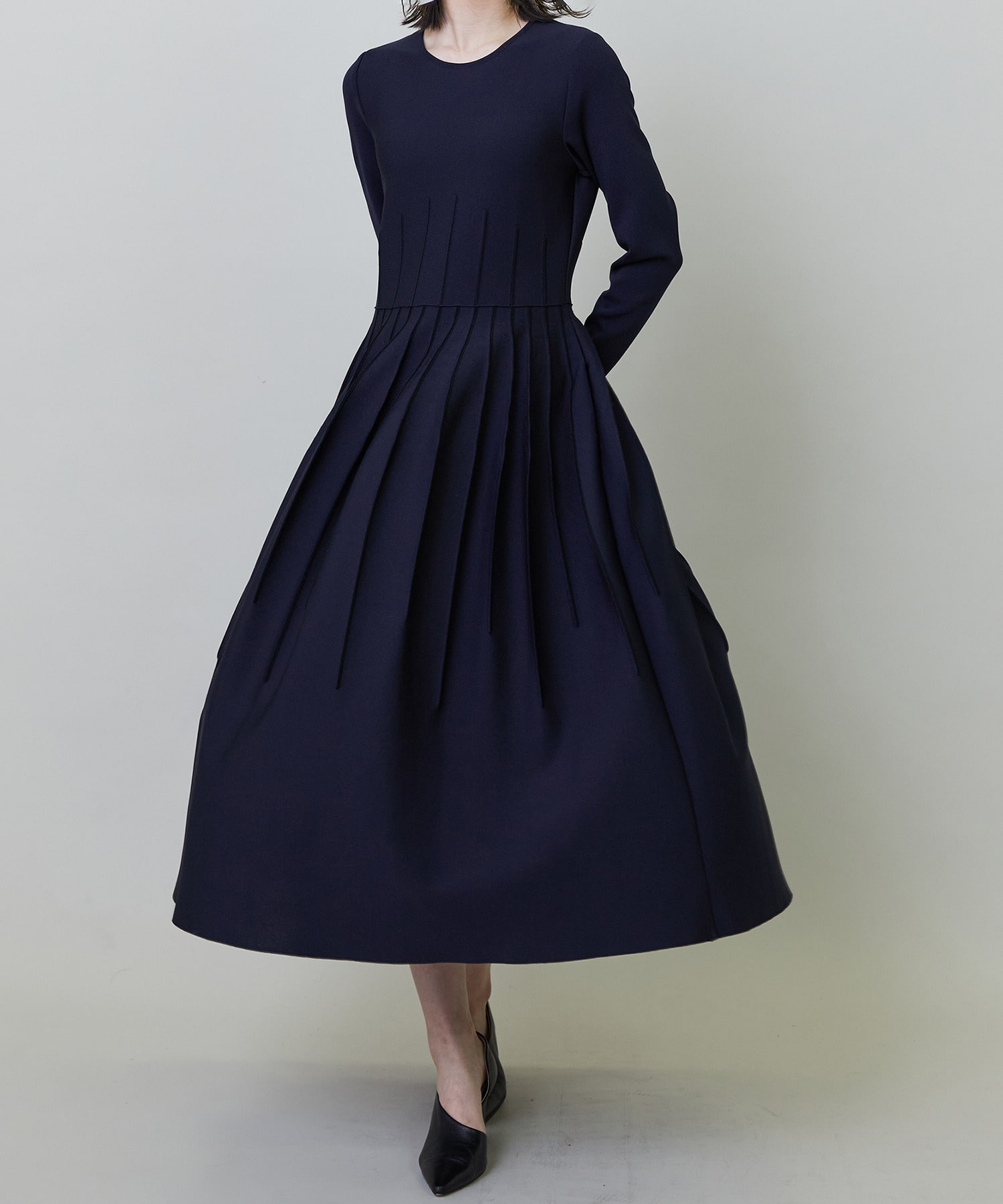 【endalence】ミラノリブ引き返しドレス 詳細画像 ブラック 3