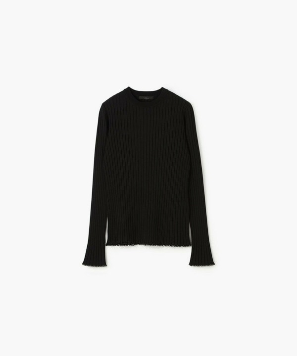 トリムリブクルーネックニット 詳細画像 ブラック 1