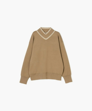 【endalence】ミラノリブVハイネックプルオーバー 詳細画像 ベージュ 1