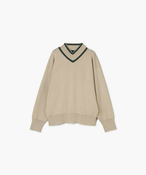 【endalence】ミラノリブVハイネックプルオーバー 詳細画像 ライトベージュ 1