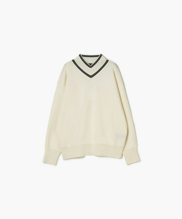 ミラノリブVハイネックプルオーバー 詳細画像 ホワイト 1