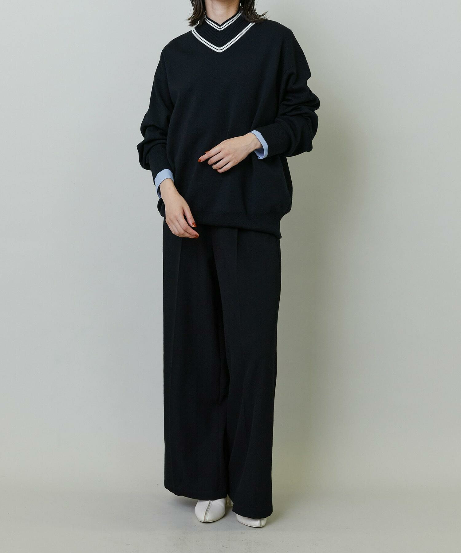 【endalence】ミラノリブVハイネックプルオーバー 詳細画像 ブラック 5