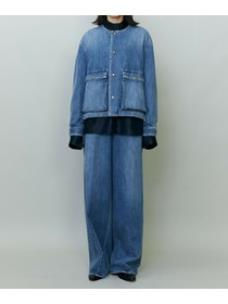 【endalence】ノーカラーデニムジャケット 詳細画像 ブルー 2