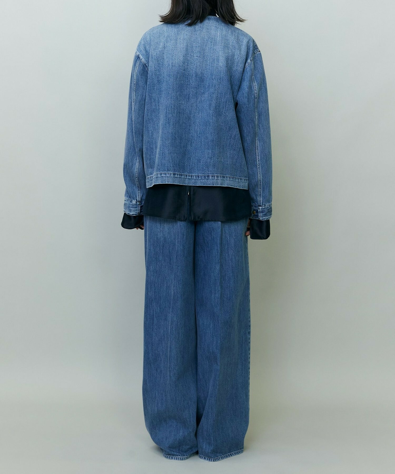 【endalence】ノーカラーデニムジャケット 詳細画像 ブルー 4