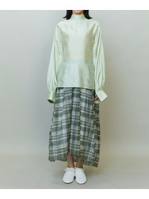 【endalence】シルクギシャハイネックブラウス 詳細画像 ネイビー 10