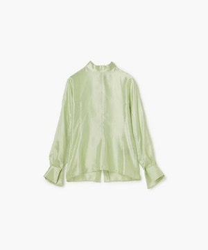 【endalence】シルクギシャハイネックブラウス 詳細画像 グリーン 1