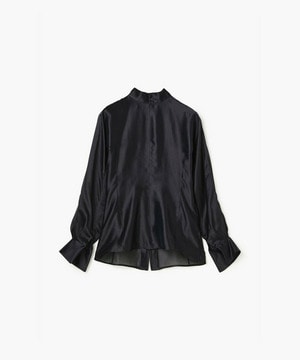 【endalence】シルクギシャハイネックブラウス 詳細画像 ネイビー 1