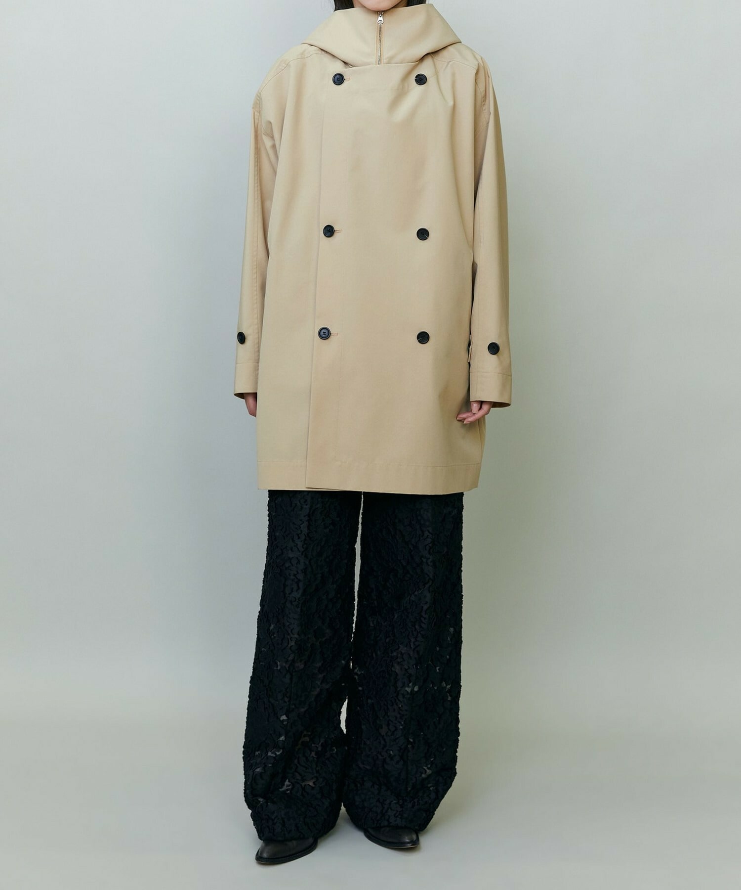 【endalence】リサイクルタフタフーデッドコート 詳細画像 ベージュ 4