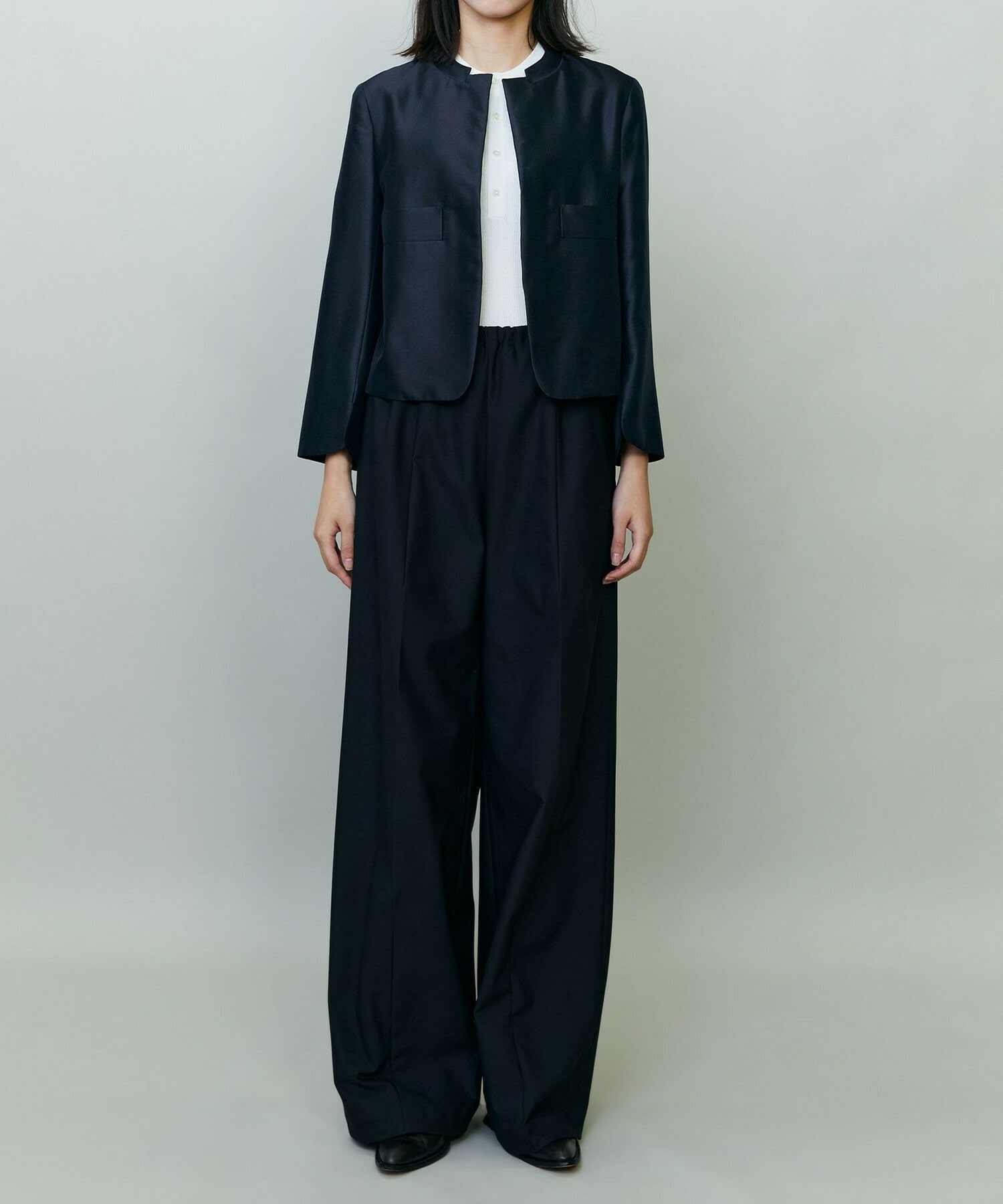 【endalence】シルクギシャショートジャケット 詳細画像 ネイビー 1