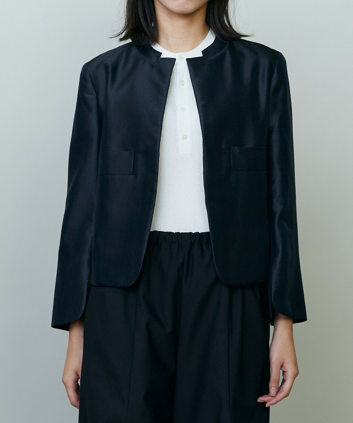 【endalence】シルクギシャショートジャケット 詳細画像 ネイビー 3