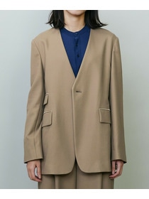 【endalence】コットン二重織りノーカラージャケット 詳細画像 ネイビー 10