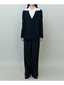 【endalence】コットン二重織りノーカラージャケット 詳細画像 ネイビー 5