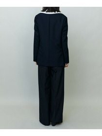 【endalence】コットン二重織りノーカラージャケット 詳細画像 ネイビー 7