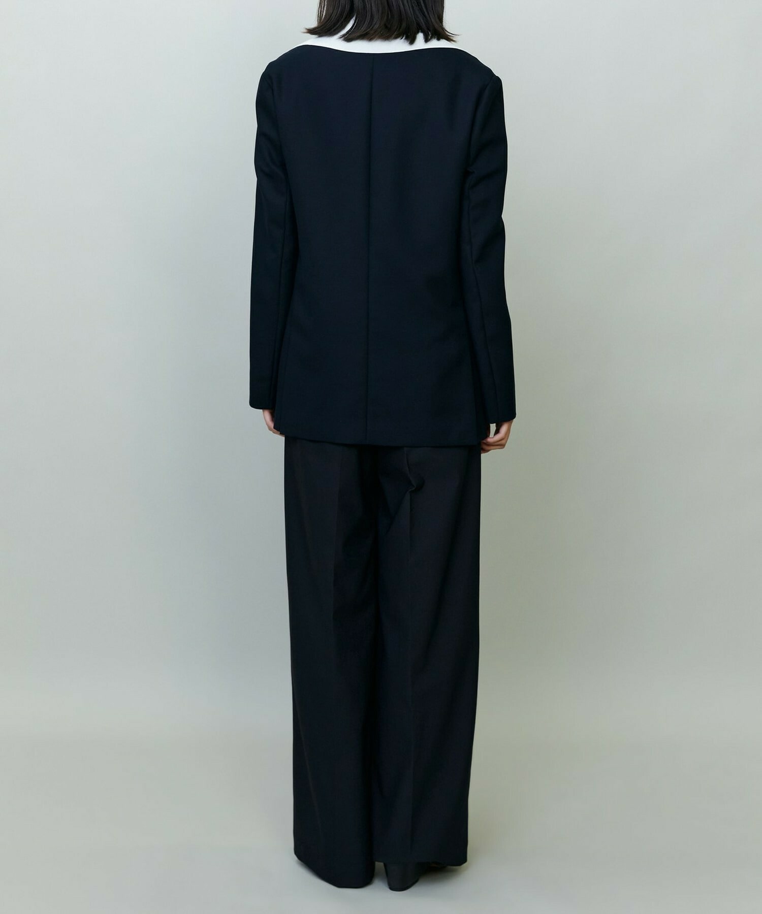 【endalence】コットン二重織りノーカラージャケット 詳細画像 ネイビー 7