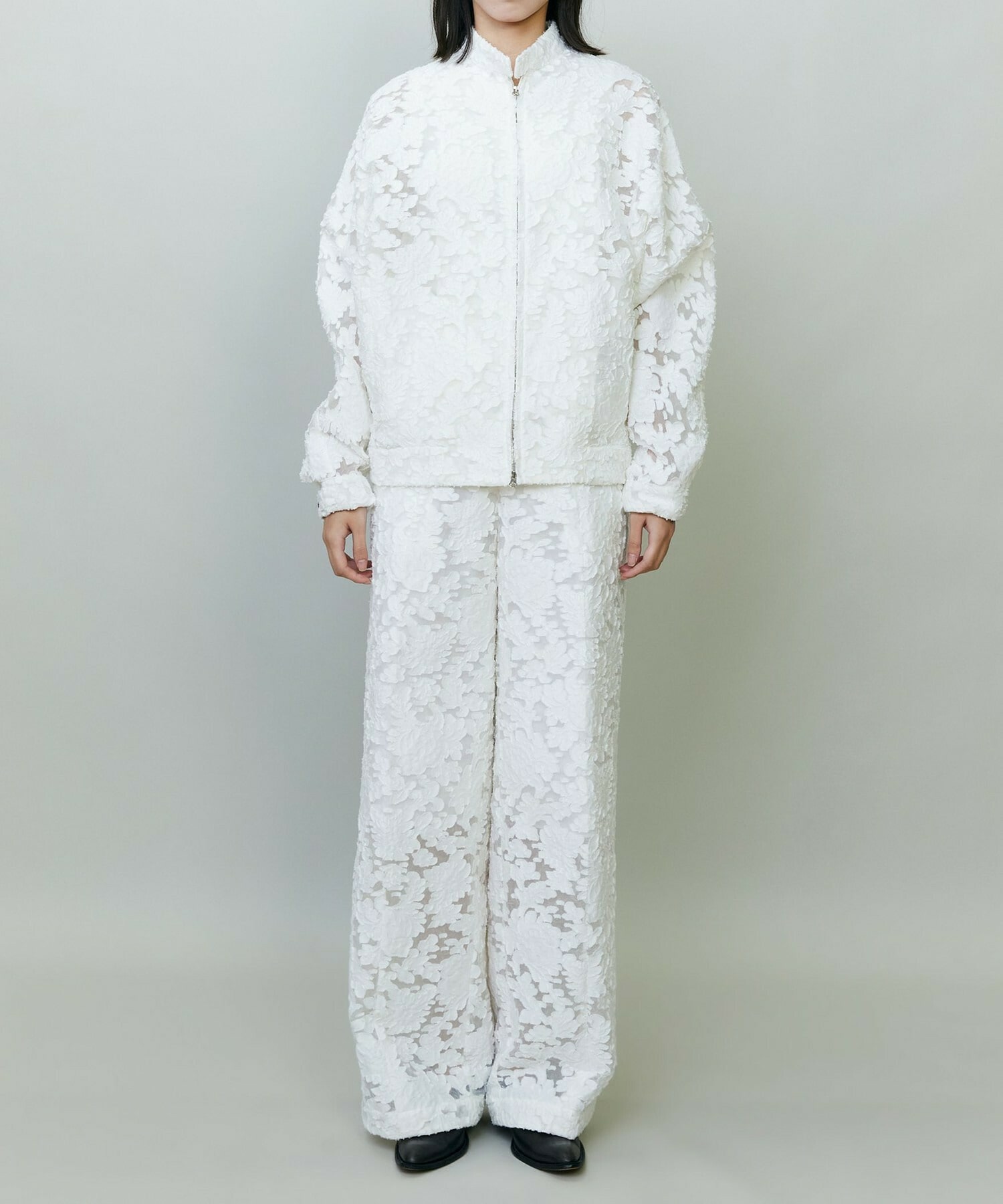 【endalence】シルクカットジャガードブルゾン 詳細画像 ホワイト 2