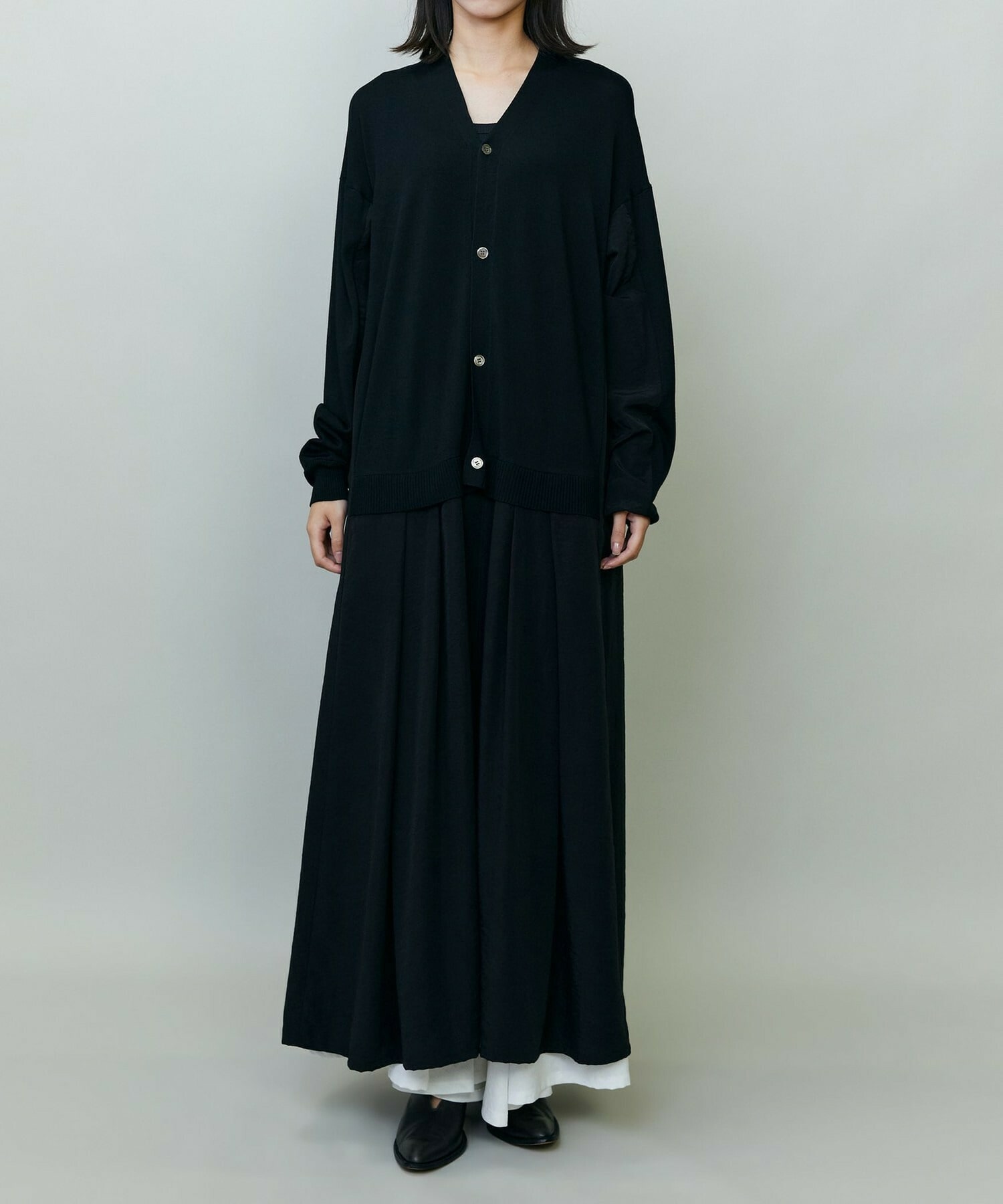 【endalence】ナイロンテンセルニットコンビドレス 詳細画像 ブラック 1