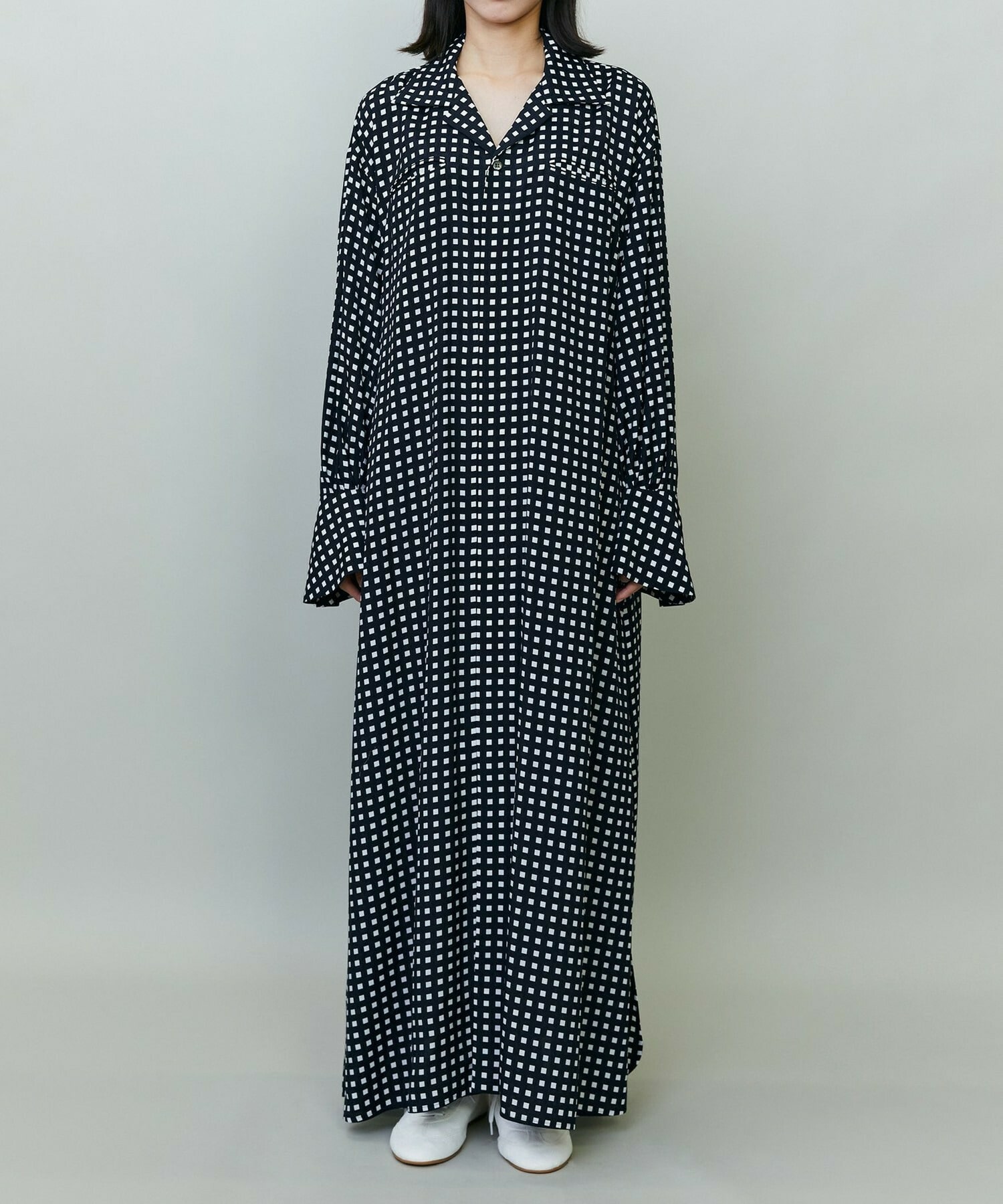 【endalence】スクエアプリントシャツドレス 詳細画像 オレンジ 2