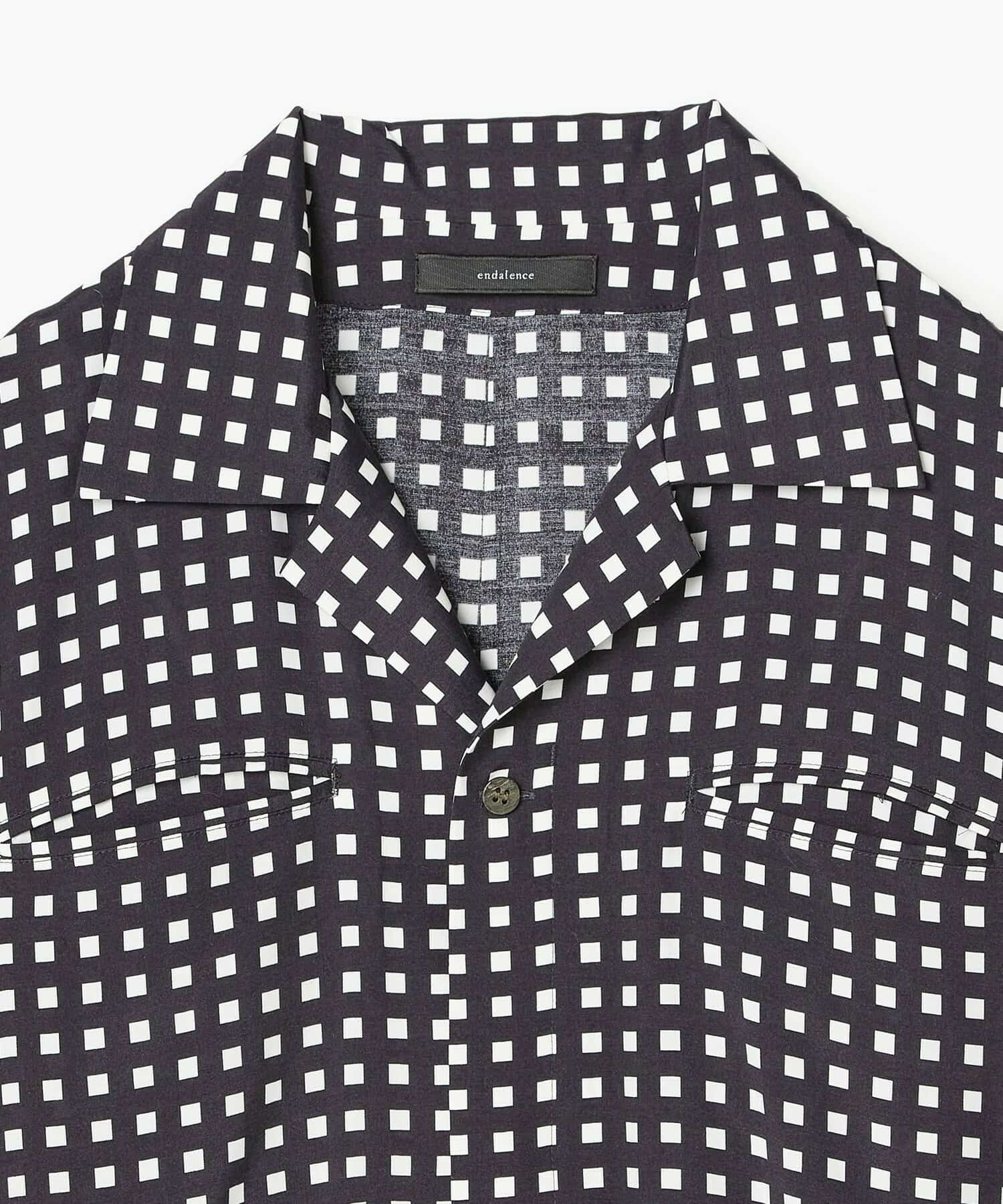 【endalence】スクエアプリントシャツドレス 詳細画像 オレンジ 6