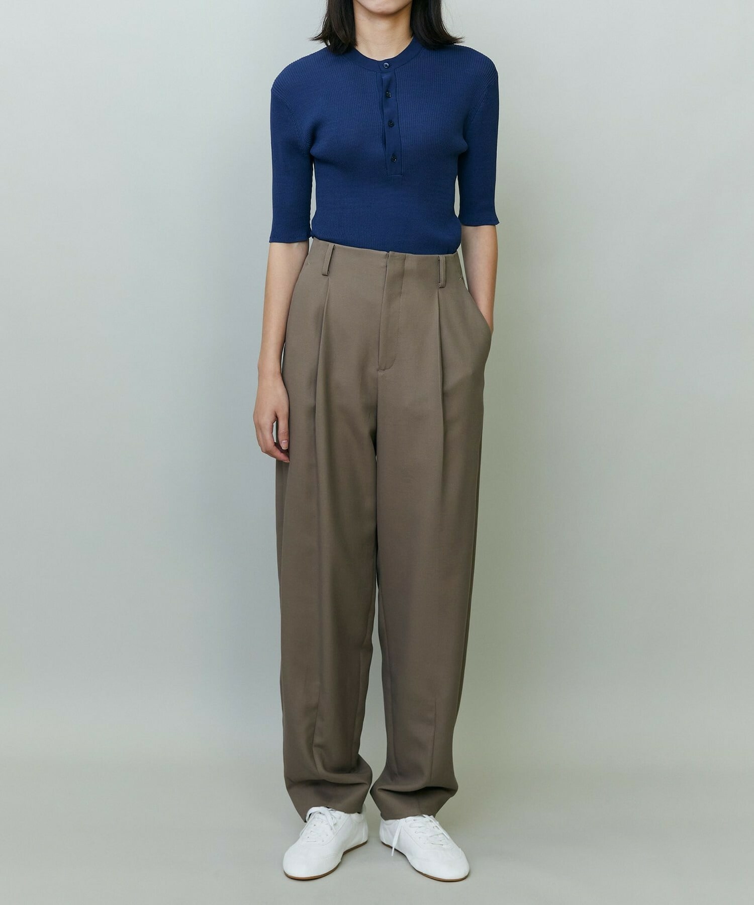 【endalence】コットン二重織りパンツ 詳細画像 ネイビー 1