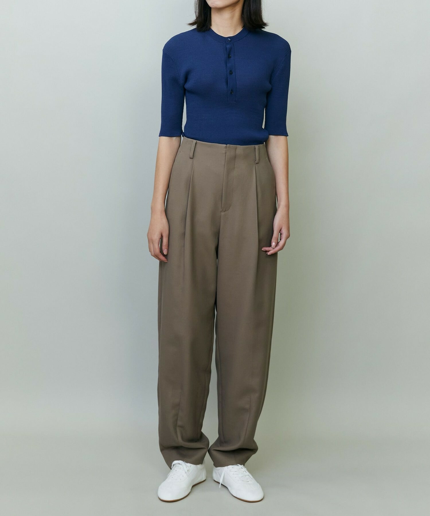 【endalence】コットン二重織りパンツ 詳細画像 ネイビー 2