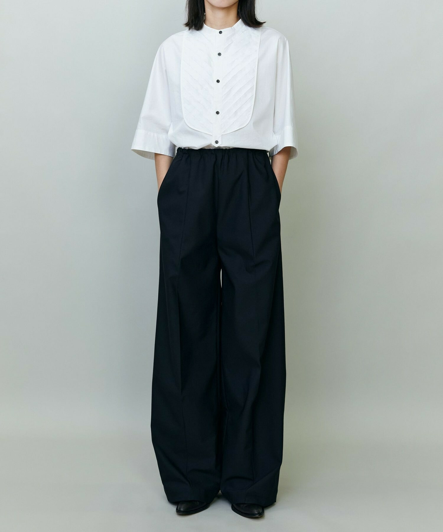 【endalence】T/Cストレッチドローストリングパンツ 詳細画像 ブラック 1