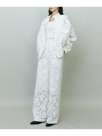 【endalence】シルクカットジャガードドローストリングパンツ 詳細画像 ブラック 1