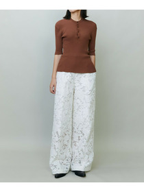 【endalence】シルクカットジャガードドローストリングパンツ 詳細画像 ブラック 3