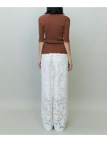 【endalence】シルクカットジャガードドローストリングパンツ 詳細画像 ブラック 4