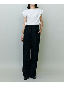 【endalence】シルクカットジャガードドローストリングパンツ 詳細画像 ブラック 6