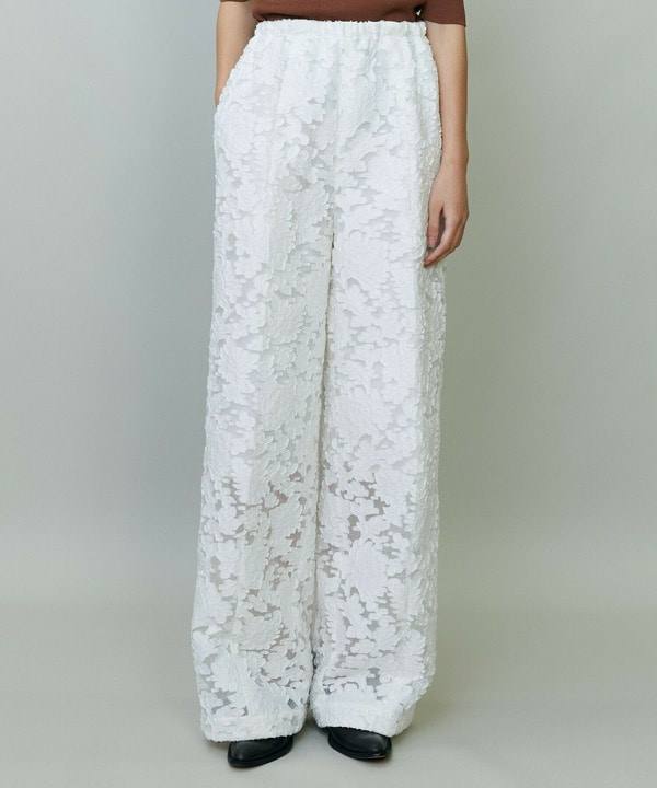 【endalence】シルクカットジャガードドローストリングパンツ