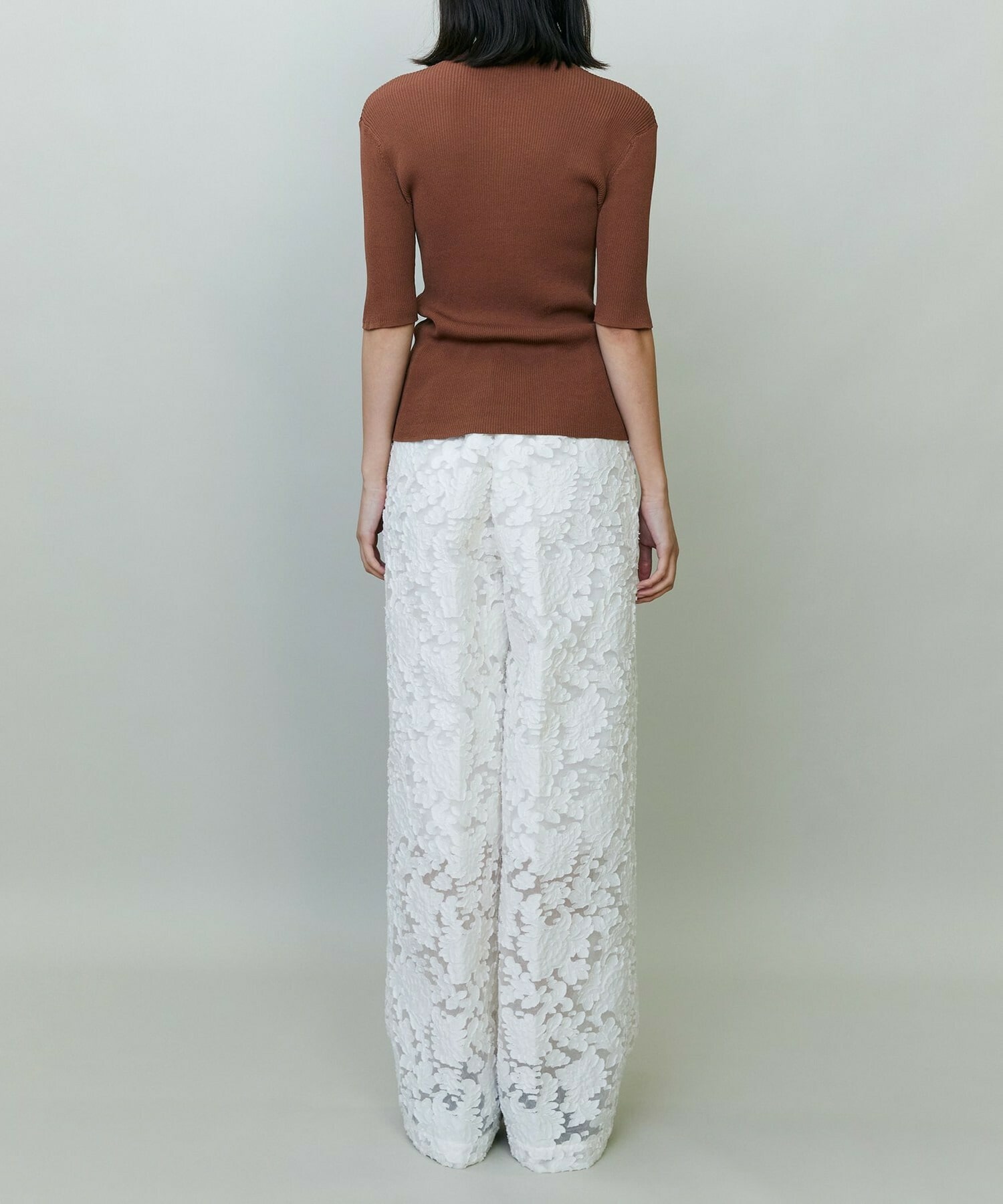 【endalence】シルクカットジャガードドローストリングパンツ 詳細画像 ブラック 4