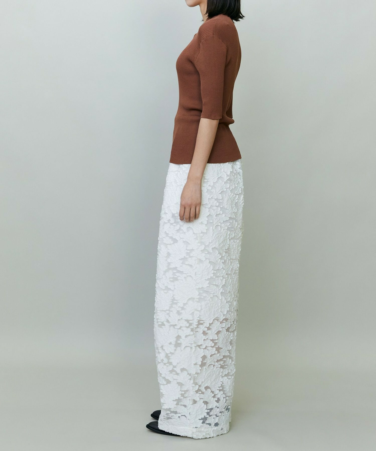 【endalence】シルクカットジャガードドローストリングパンツ 詳細画像 ブラック 5