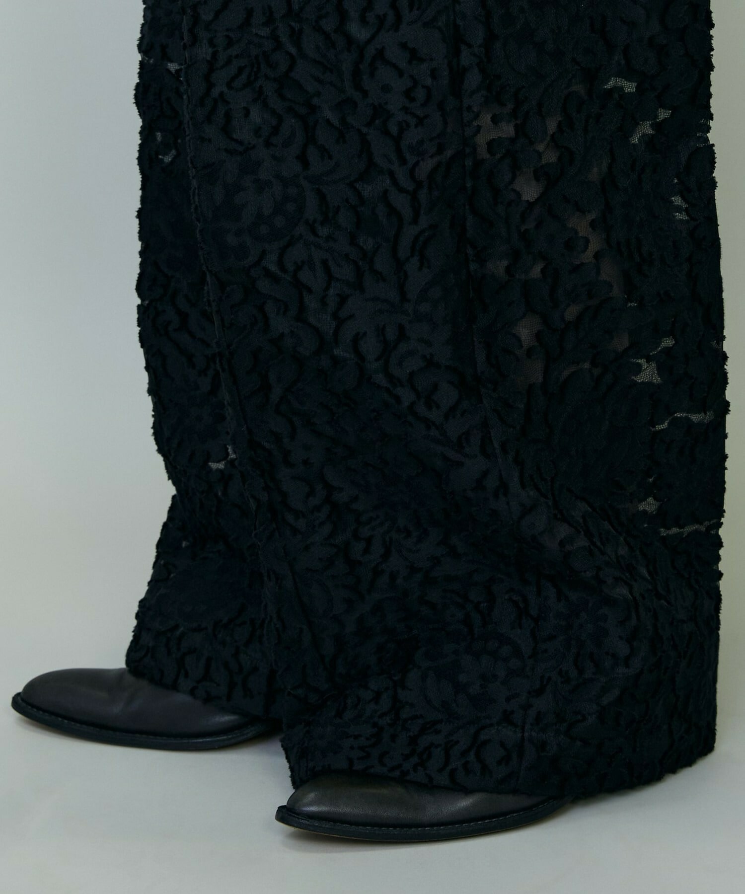 【endalence】シルクカットジャガードドローストリングパンツ 詳細画像 ブラック 7