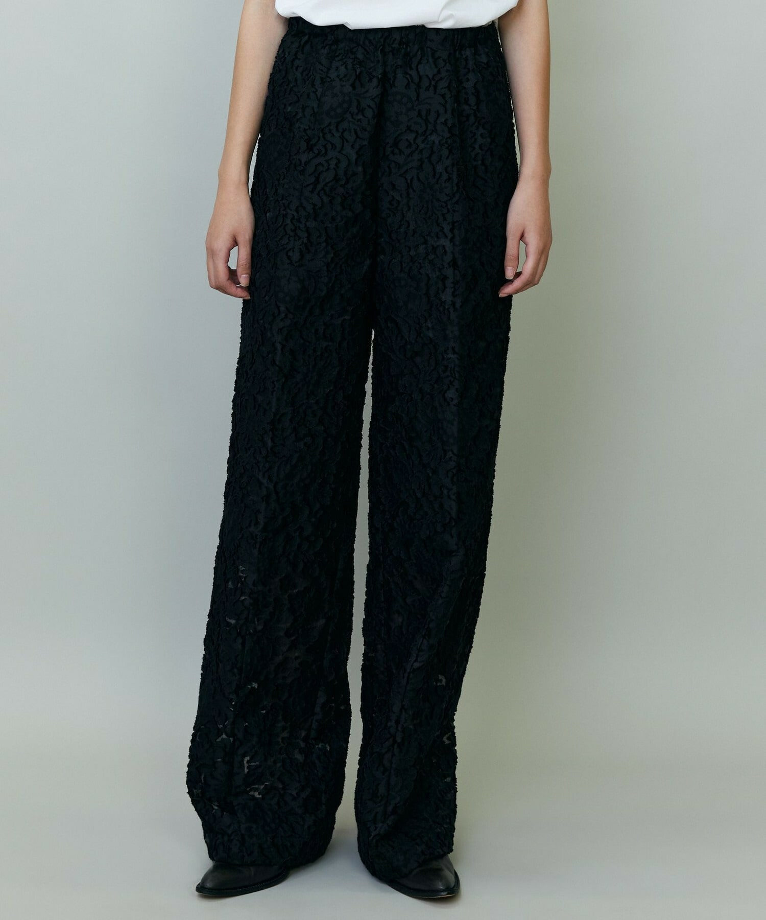 【endalence】シルクカットジャガードドローストリングパンツ 詳細画像 ブラック 8