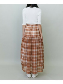 【endalence】チェックオーガンジーギャザースカート 詳細画像 グリーン系その他 6