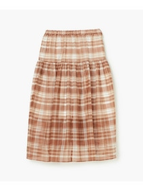 【endalence】チェックオーガンジーギャザースカート 詳細画像 グリーン系その他 8