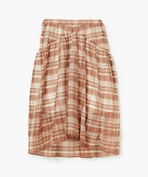 【endalence】チェックオーガンジーギャザースカート 詳細画像 ブラウン系その他 1