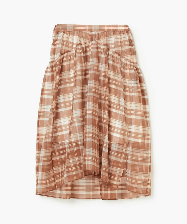 【endalence】チェックオーガンジーギャザースカート