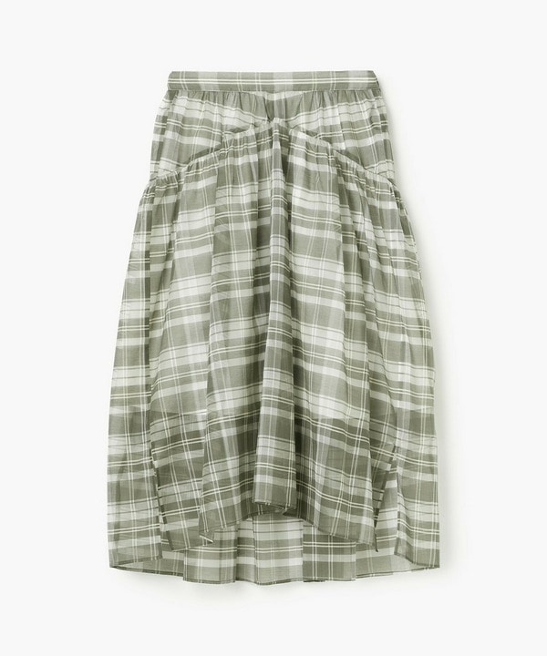 チェックオーガンジーギャザースカート 詳細画像 グリーン系その他 1