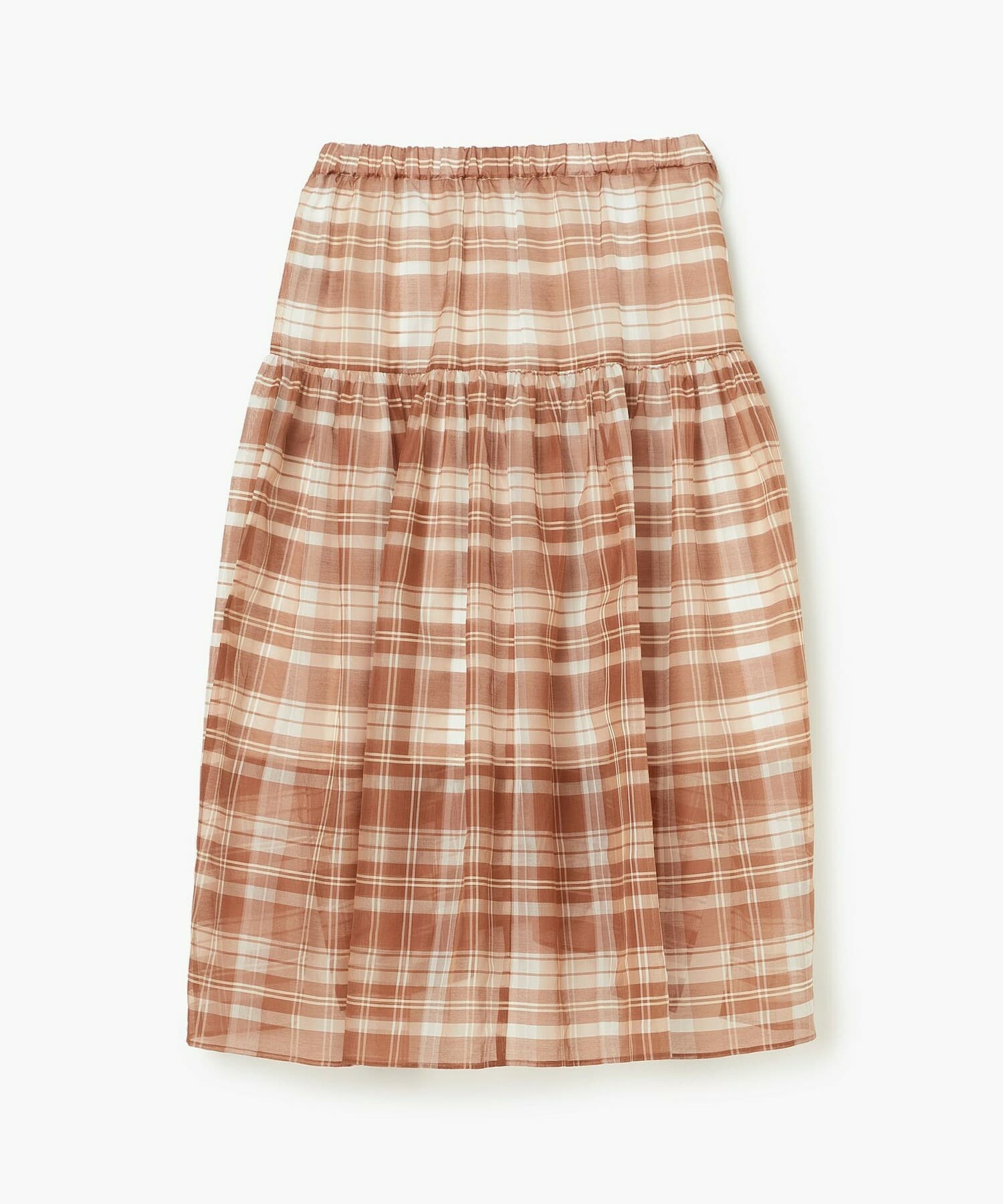 【endalence】チェックオーガンジーギャザースカート 詳細画像 グリーン系その他 8