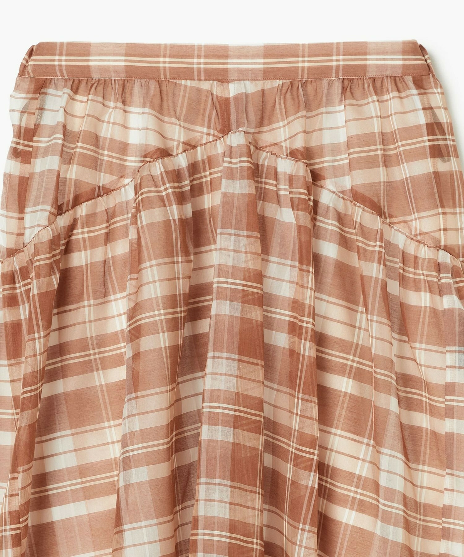 【endalence】チェックオーガンジーギャザースカート 詳細画像 グリーン系その他 9