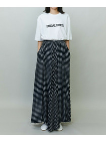 【endalence】スクエアプリントギャザースカート 詳細画像 ブラック 6