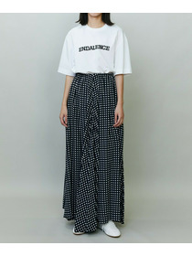 【endalence】スクエアプリントギャザースカート 詳細画像 ブラック 7