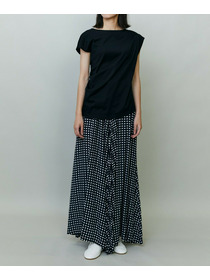 【endalence】スクエアプリントギャザースカート 詳細画像 ブラック 8