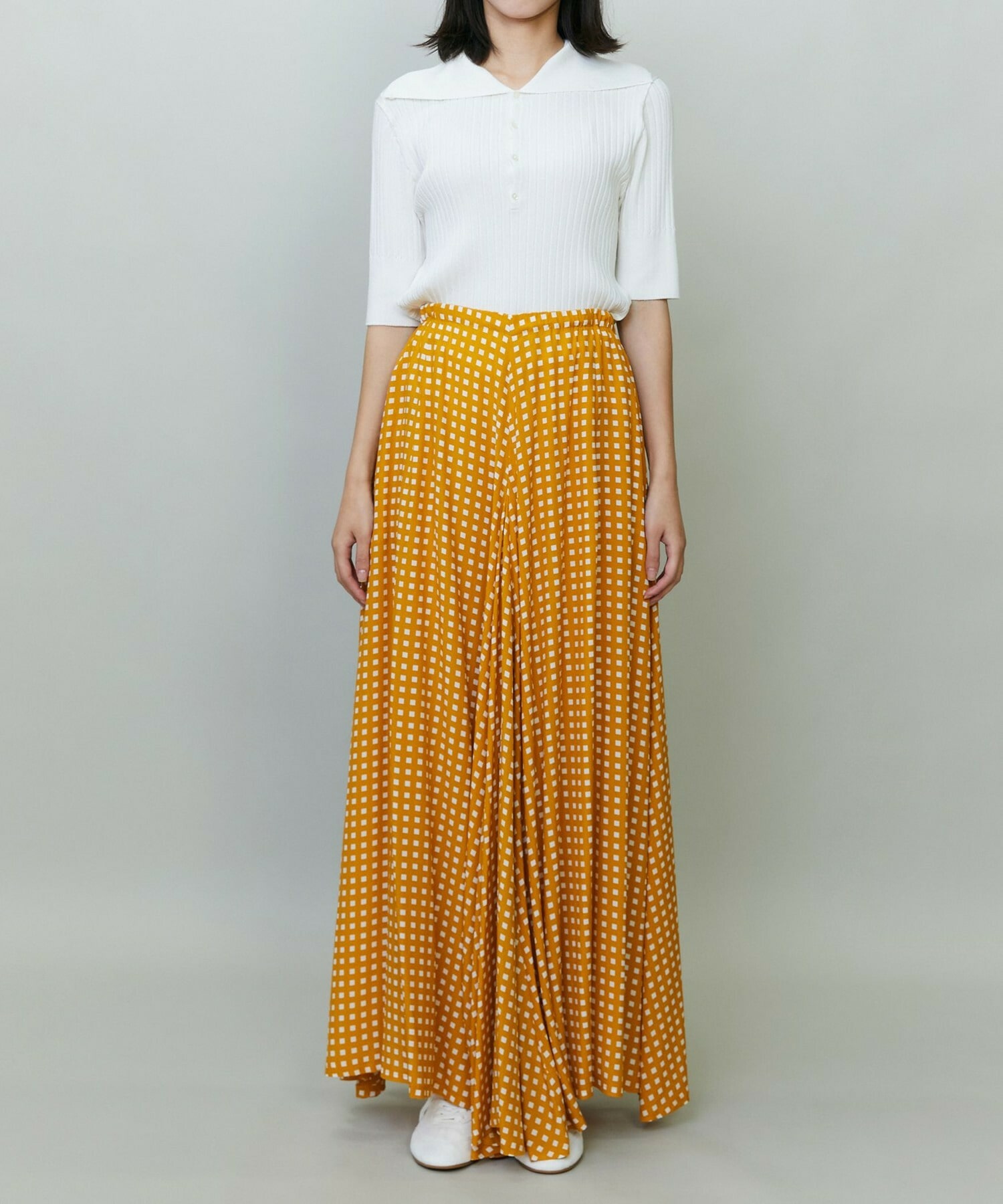 【endalence】スクエアプリントギャザースカート 詳細画像 ブラック 1