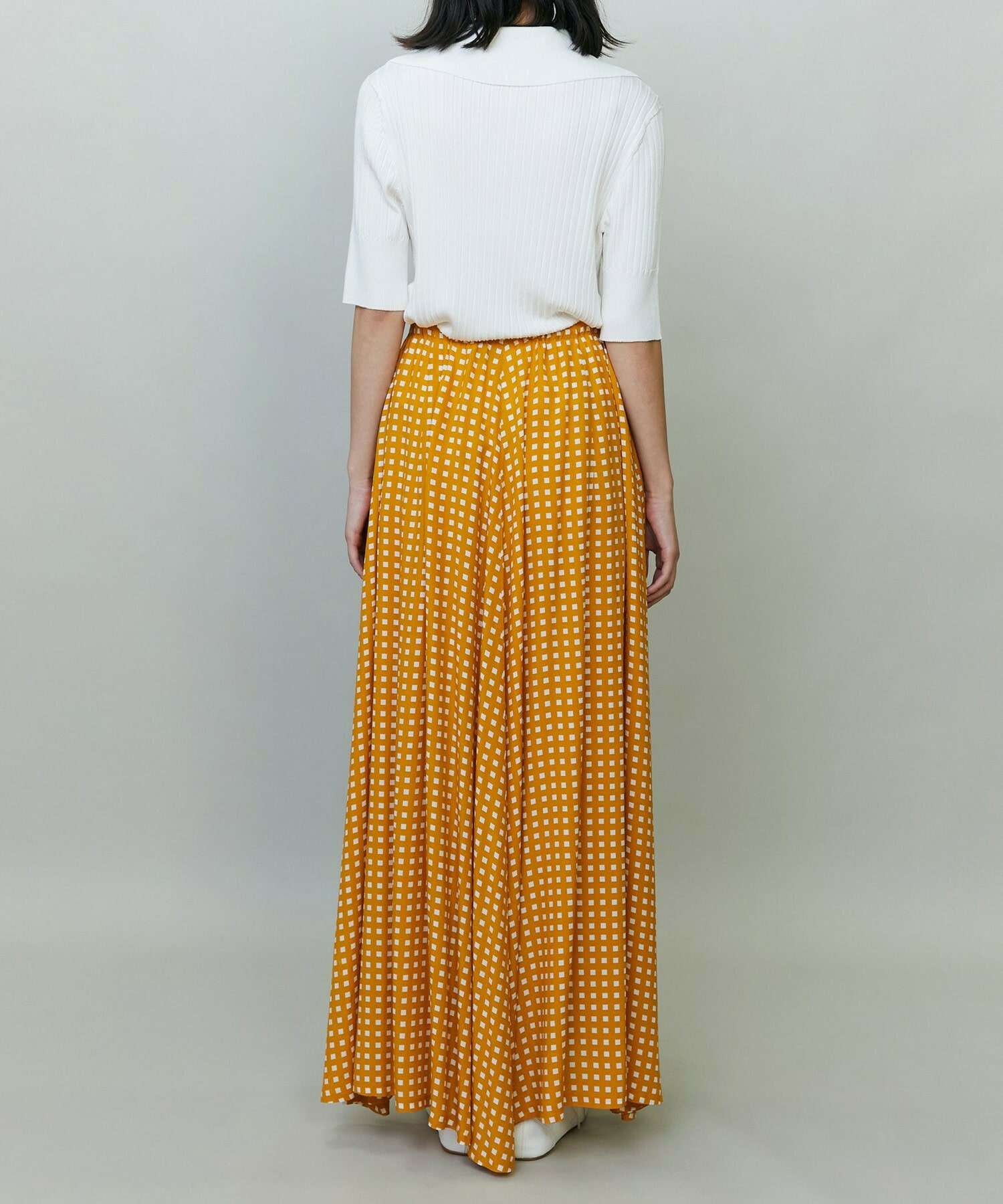 【endalence】スクエアプリントギャザースカート 詳細画像 ブラック 3