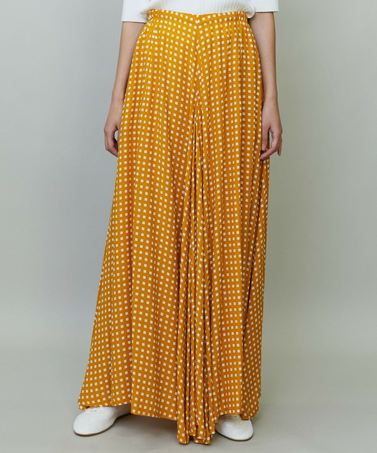 【endalence】スクエアプリントギャザースカート 詳細画像 ブラック 4