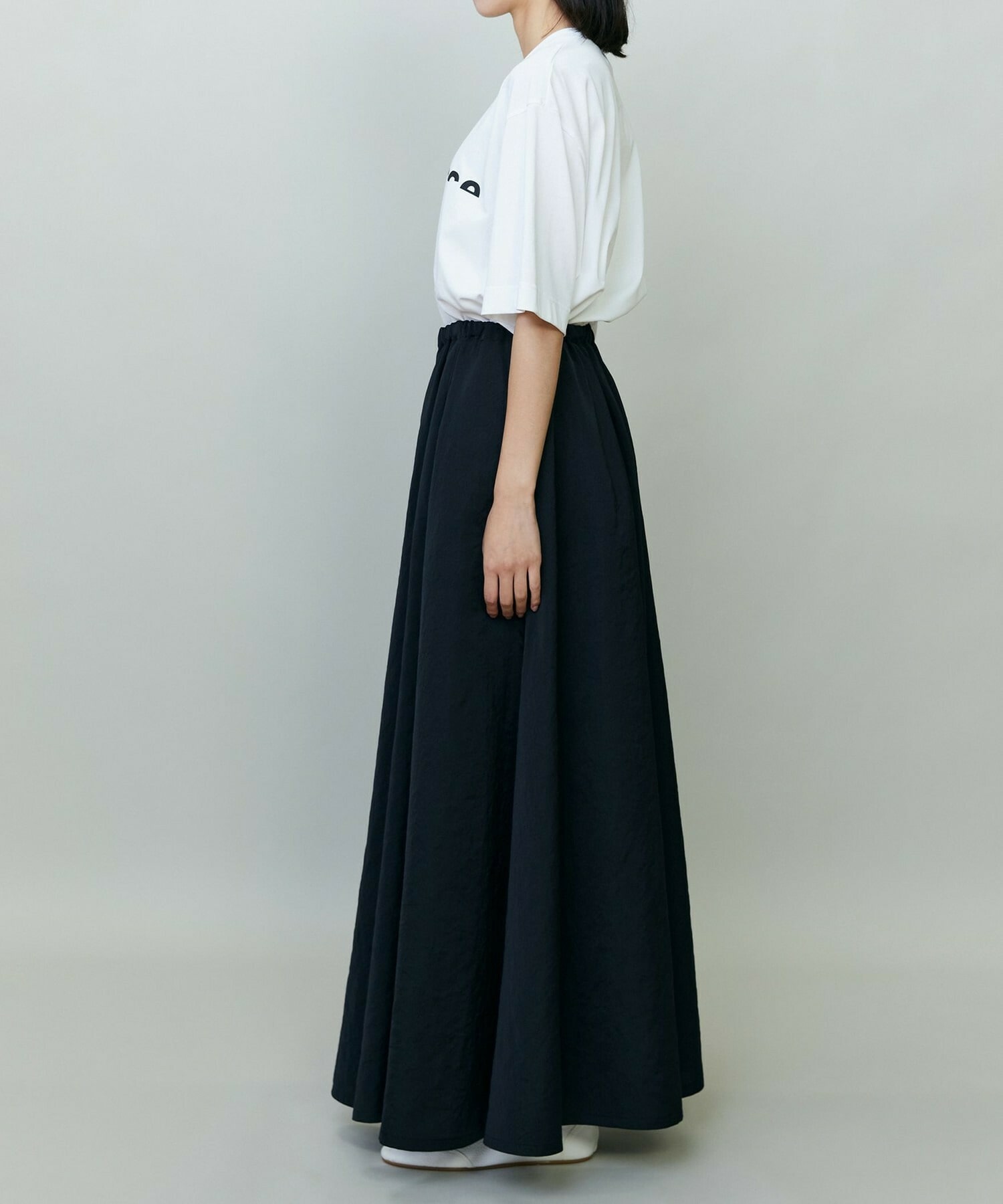 【endalence】タンブラーサテンギャザースカート 詳細画像 ブラック 2